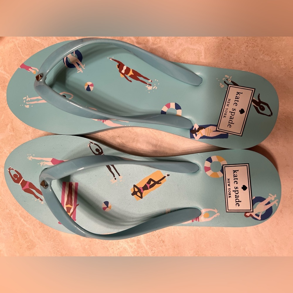 Kate Spade "Splash" Flip Flops with Swimmer Print